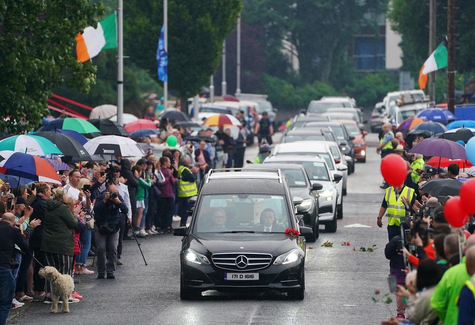 The funeral cortege of Aslan frontman Christy Dignam (Brian Lawless/PA)
