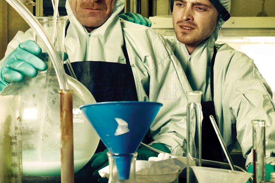 Actors Bryan Cranston and Aaron Paul portraying Walter White and Jesse Pinkman in the
hit American television series Breaking Bad.