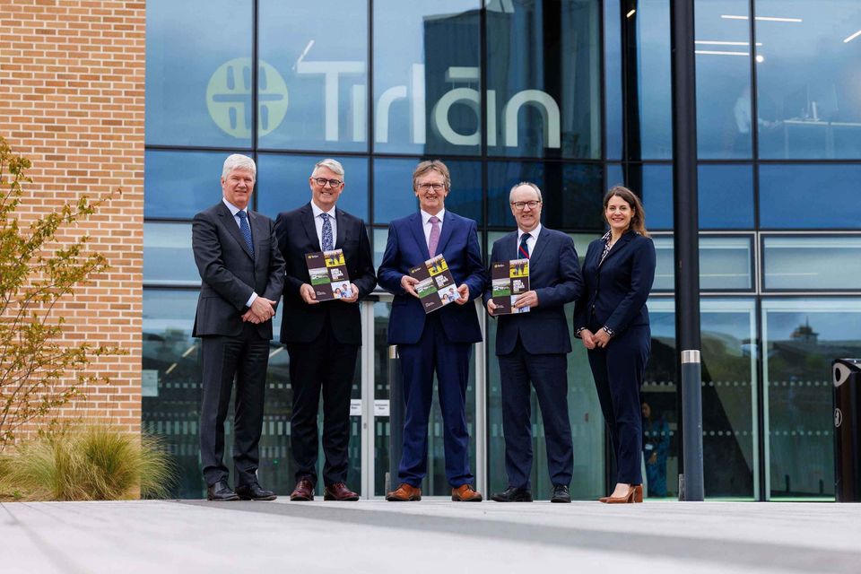 Tirlán's Michael Horan, Chief Financial and Secretariat Officer; Jim Bergin, Chief Executive Officer (CEO); John Murphy, Chairperson; SeÃ¡n Molloy, CEO Designate and Lisa Koep, Chief ESG Officer. Photo: Dylan Vaughan.