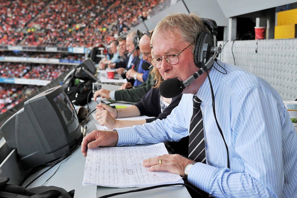 Mícheál Ó Muircheartaigh commentates on his last All-Ireland final in 2010, after a career lasting 62 years. Photo: Sportsfile