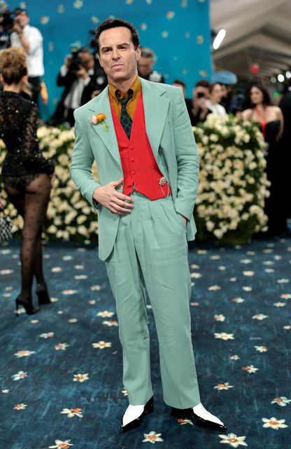 Andrew Scott poses during the Met Gala, an annual fundraising gala held for the benefit of the Metropolitan Museum of Art's Costume Institute with this year's theme 'Superfine: Tailoring Black Style,' in New York City, New York, U.S., May 5, 2025. REUTERS/Mario Anzuoni