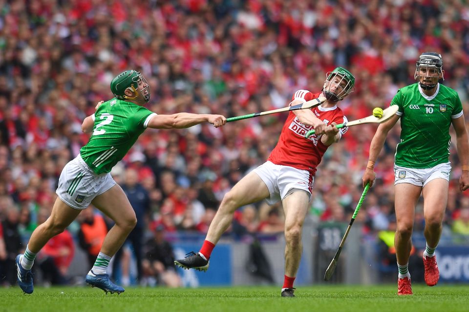 Seamus Harnedy of Cork in action against Sean Finn of Limerick during last year's All-Ireland semi-final match at Croke Park in Dublin. Photo by John Sheridan/Sportsfile