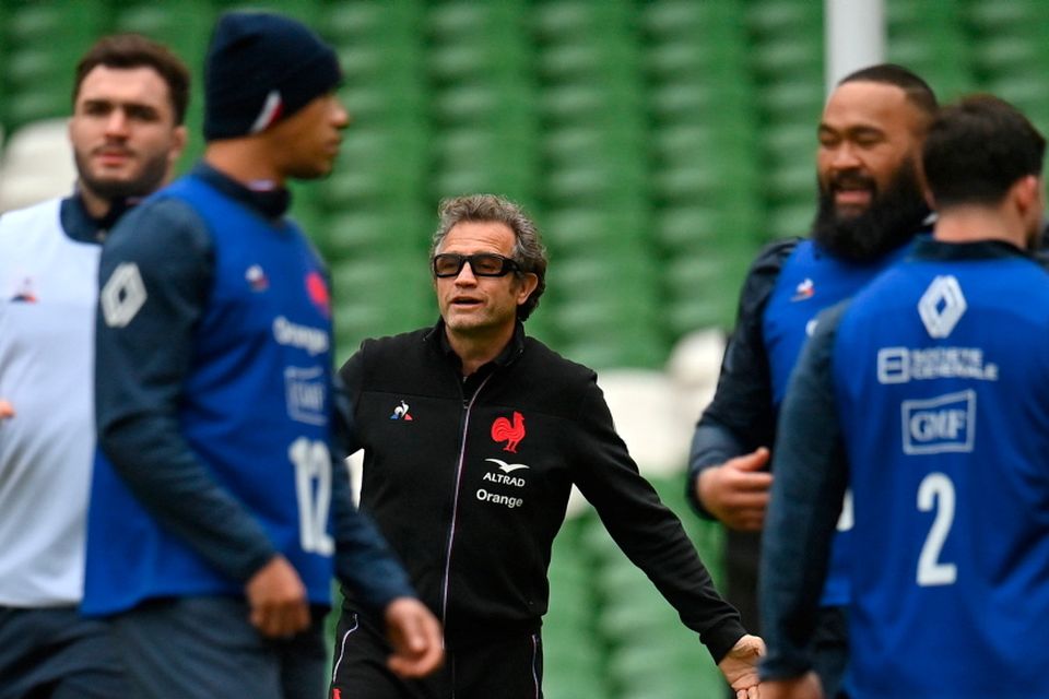 Fabien Galthié during the France rugby captain's run at the Aviva Stadium