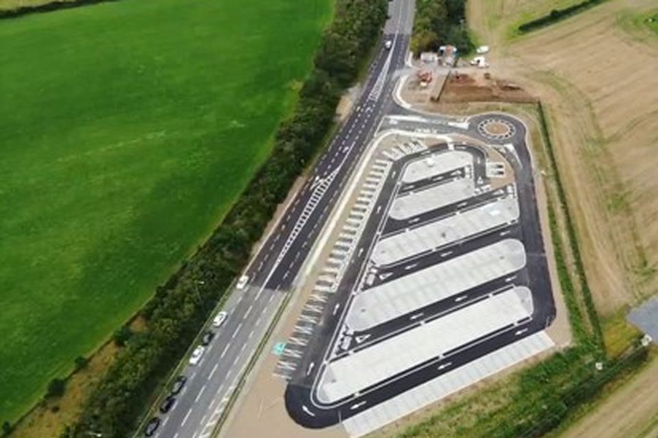 Aerial view of the new Park and Share facility on the M1