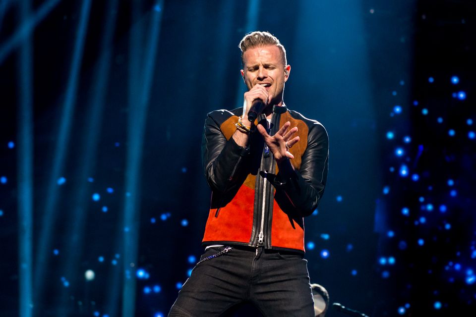 Nicky Byrne performs last night for the juries