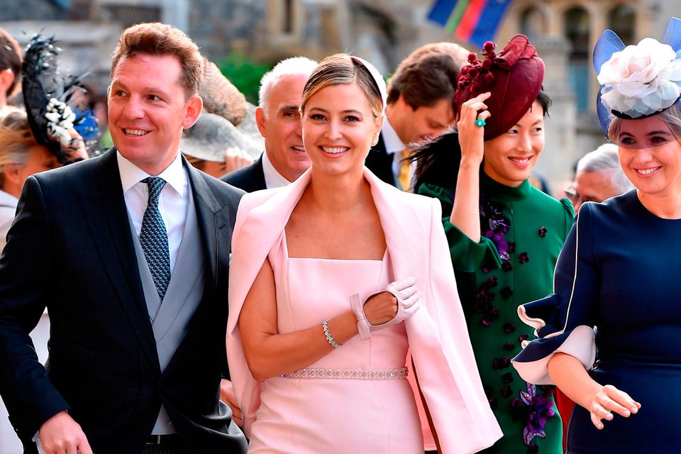 Nick Candy and Holly Candy arrive for the wedding of Princess Eugenie to Jack Brooksbank at St George's Chapel in Windsor Castle