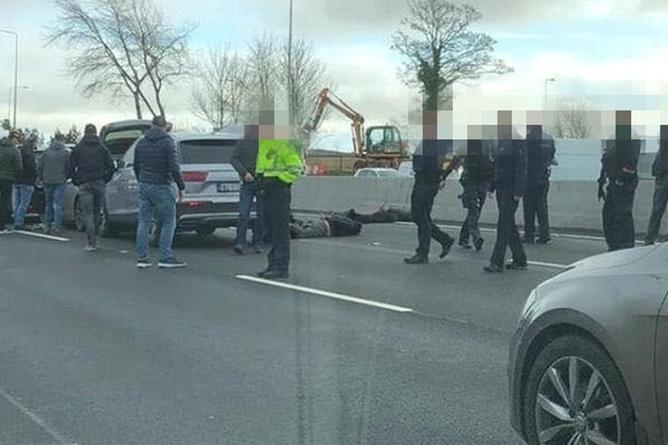 Armed gardai swoop on four suspects on the motorway near Naas