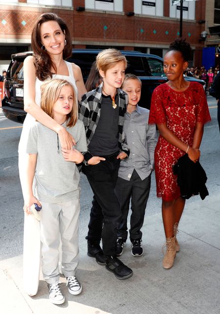 Angelina Jolie strolls around Paris with her kids