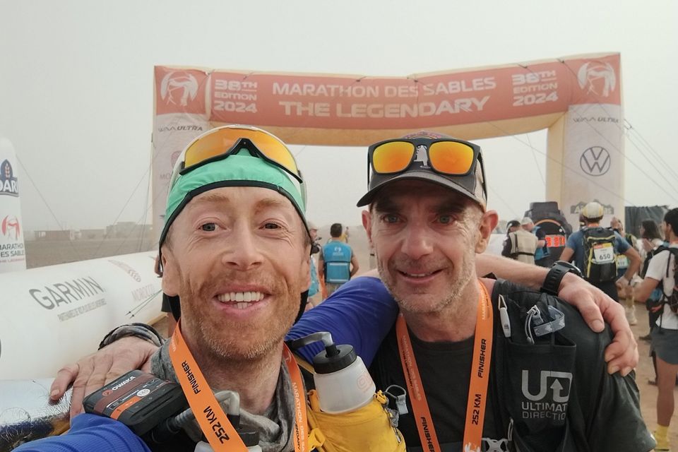 James Redmond from Dundalk after crossing the finishing line of the gruelling Marathon Des Sables
