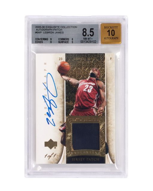 LeBron James 2005-06 Exquisite 1 1 Auto Patch (two color) BGS 8.5