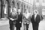 thumbnail: Sergeant PJ Browne (2nd from left) leaving the Kerry Babies Tribunal after giving evidence, with Detective Superintendent John Courtney (left), Detective Sergeant Shelly and Detective Sergeant Mossey O'Donnell. Photo: Eamonn Farrell/RollingNews.ie