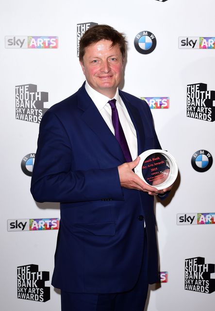 Alex Beard, CEO of the ROH with the Opera award at the South Bank Sky Arts awards, held at the Savoy Hotel, London