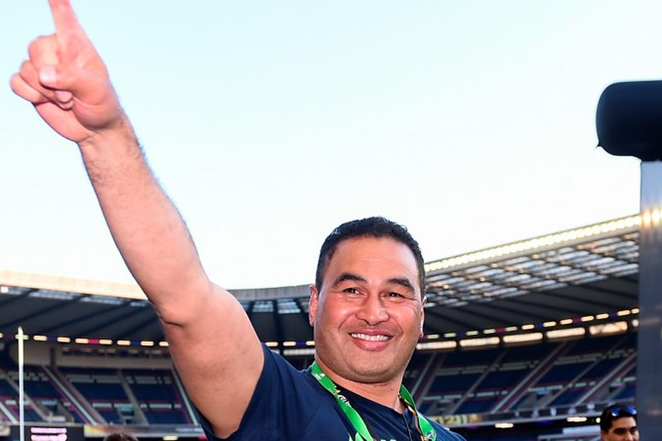 Connacht head coach Pat Lam celebrates following his side's victory in the Guinness PRO12 Final at Murrayfield. Photo: Ramsey Cardy/Sportsfile
