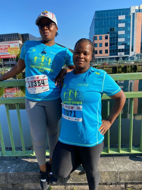 Thembi (right) and Thobekile who are running in the Dublin Marathon on Sunday (Sanctuary Runners)