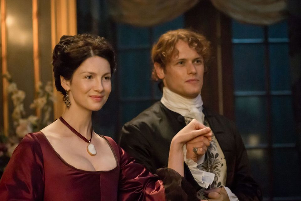 Outlander stars Caitriona Balfe as Claire Randall and Sam Heughan as Jamie Fraser (Starz/Sony Pictures Television/PA)