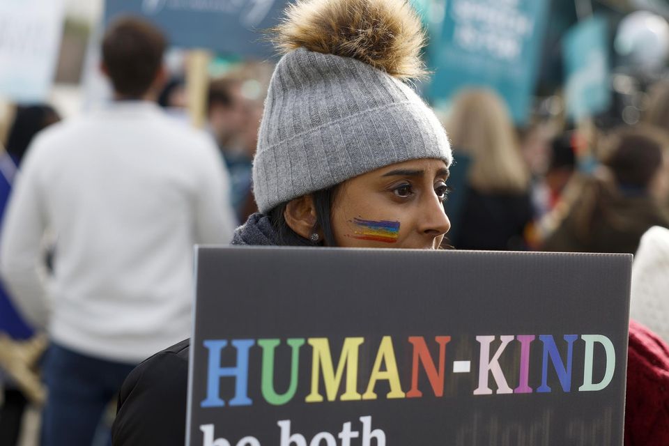 A gay rights supporter demonstrates in front of the US Supreme Court Building last December in Washington, DC. Photo: Anna Moneymaker/Getty Images