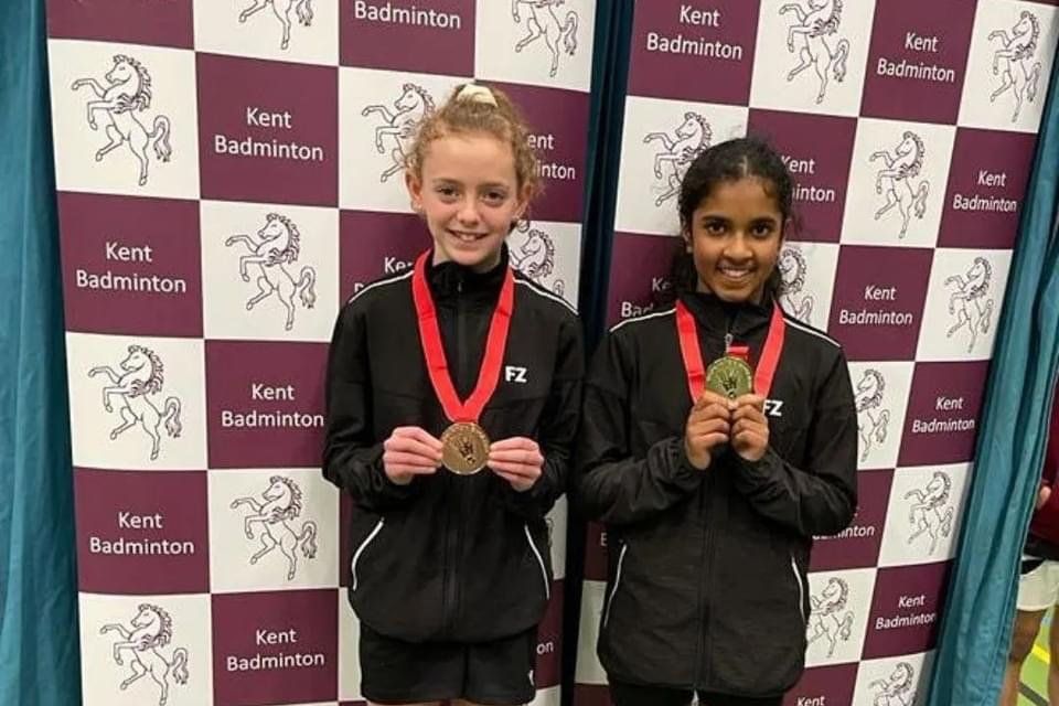 Amira Pender and Hannah Shochan who won Bronze in the Girls Doubles at the Under 13 Gold Event in Kent recently. Amira also took Bronze at the Girls Singles event.