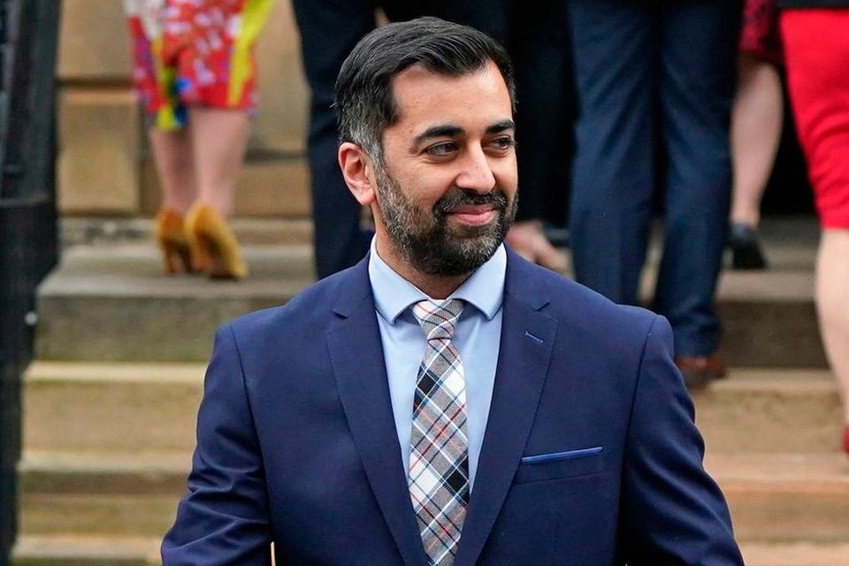 First Minister of Scotland Humza Yousaf on the steps of Bute House, Edinburgh