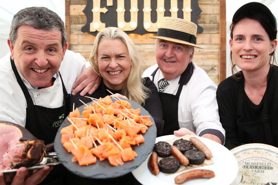 Peter Ward, Birgitta Curtin, Burren Smoke House; Sean Kelly, Kelly's of Newport; Hazel Finney, Mossfield Organic Farm who are some of the producers and chefs creating Ireland on a plate for 20,000 Web Summit