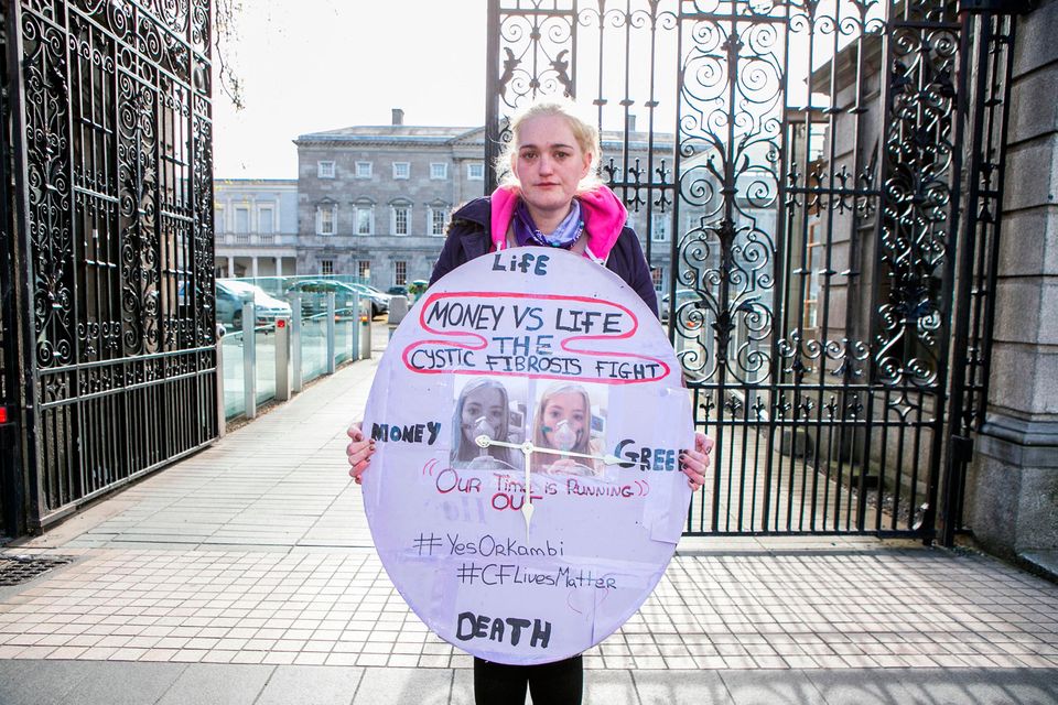 Hazel Robinson pictured camping out outside the Dáil. Photo: Kyran O'Brien