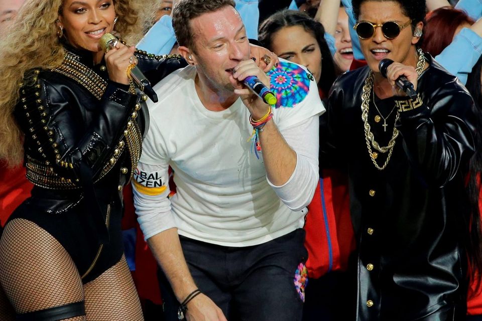 Beyoncé, Mark Ronson, Bruno Mars Join Coldplay for Super Bowl