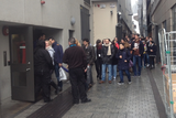 thumbnail: Employees returning to work at Apple's offices on Lavitt's Quay in Cork City around midday today.