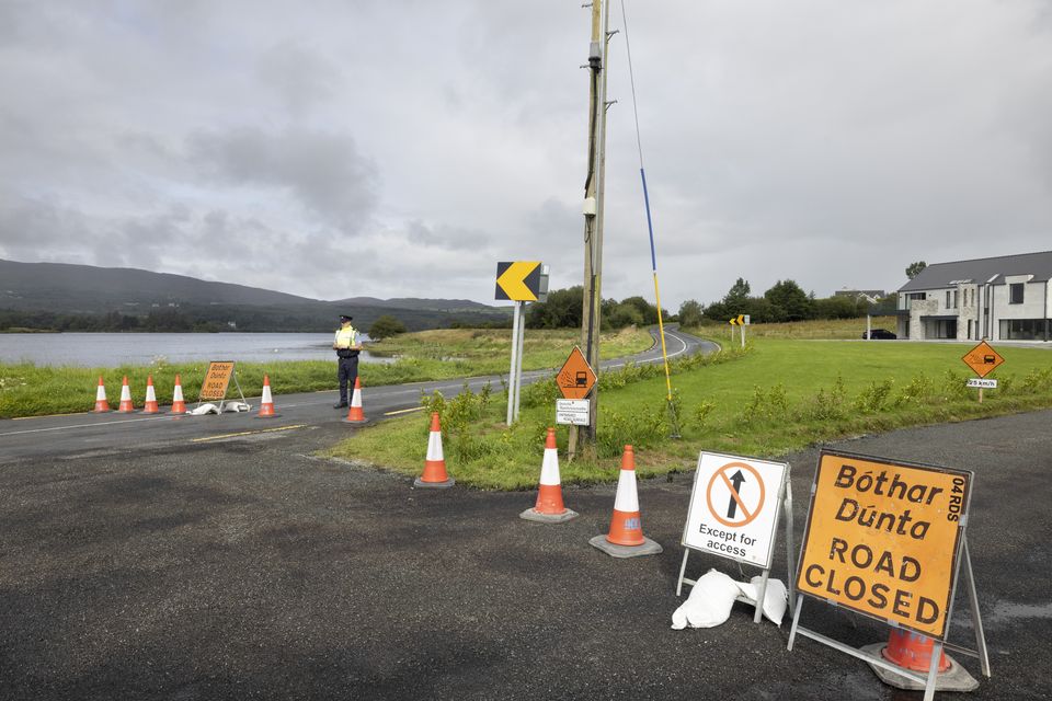 Gardaí block the road outside Kerrykeel, Co Donegal where a collision claimed the life of 19-year-old Connor McGinley. Photo: Joe Dunne