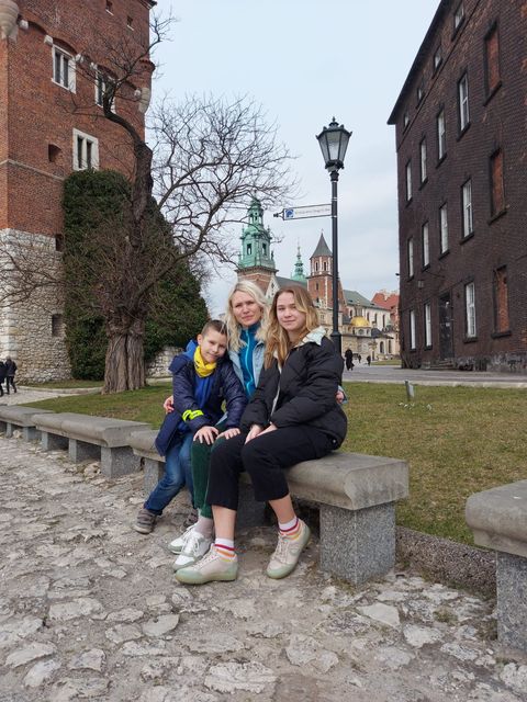 Olha Skoryk with her children Oleh and Valerie.