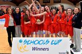 thumbnail: 20 January 2015; Colaiste Chiarain Leixlip players celebrate after the game. All-Ireland Schools Cup U16A Girls Final, Colaiste Chiarain Leixlip v Gael Cholaiste Mhuire A.G, National Basketball Arena, Tallaght, Dublin. Picture credit: David Maher / SPORTSFILE