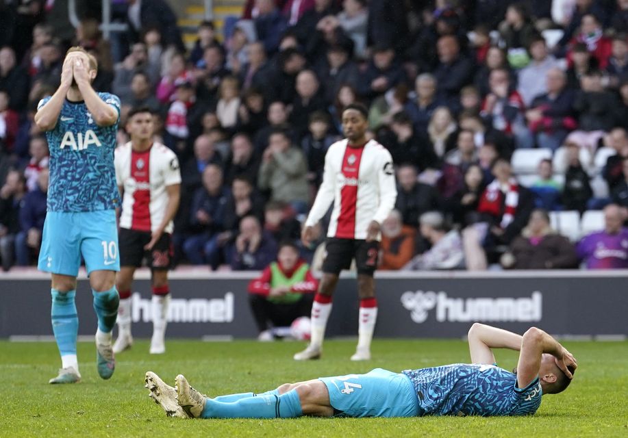 Tottenham drew 3-3 at Southampton after leading 3-1 (Andrew Matthews/PA)