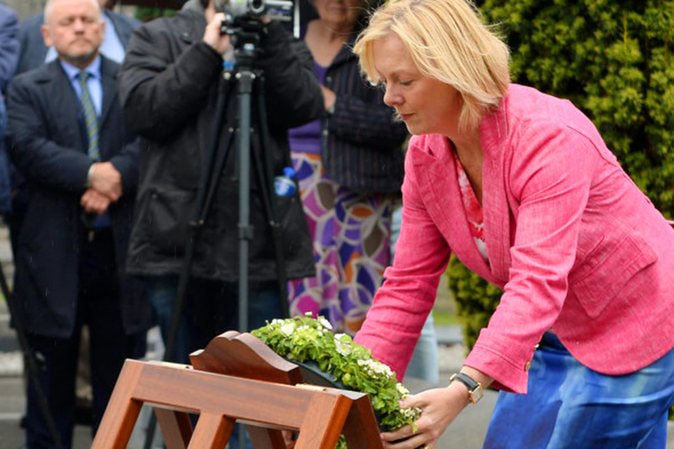 20 Aug 2017;  Minister for Employment Affairs and Social Protection Regina Doherty, T.D. places a wreath at the grave of Michael Collins.  Michael Collins and Arthur Griffith remembered at 95th annual Collins Griffith Commemoration at Glasnevin Cemetery, Dublin. Picture: Carolilne Quinn