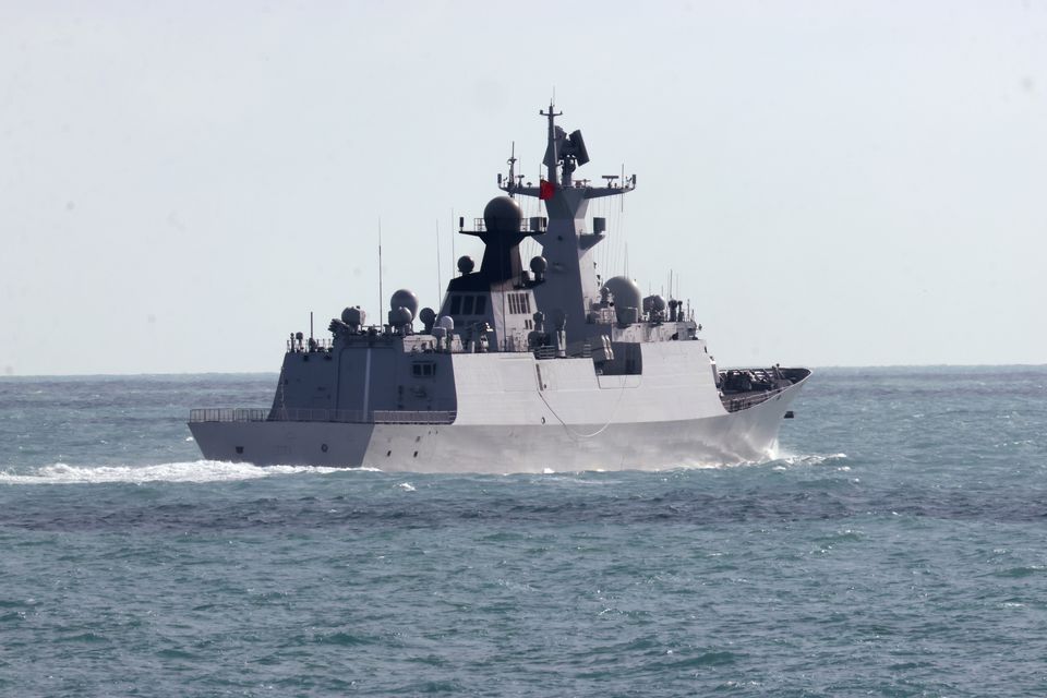 In this photo provided by the Australian Defence Force, the People’s Liberation Army-Navy Jiangkai-class frigate Hengyang travels in the Torres Strait off Australia’s coast (Australian Defence Force/AP)