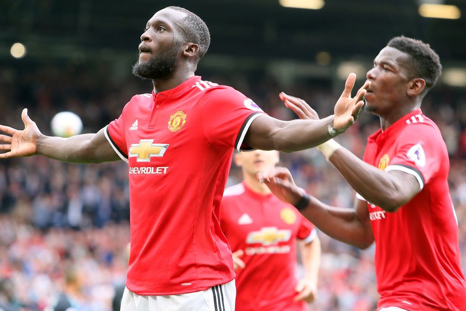 Manchester United's Romelu Lukaku celebrates scoring