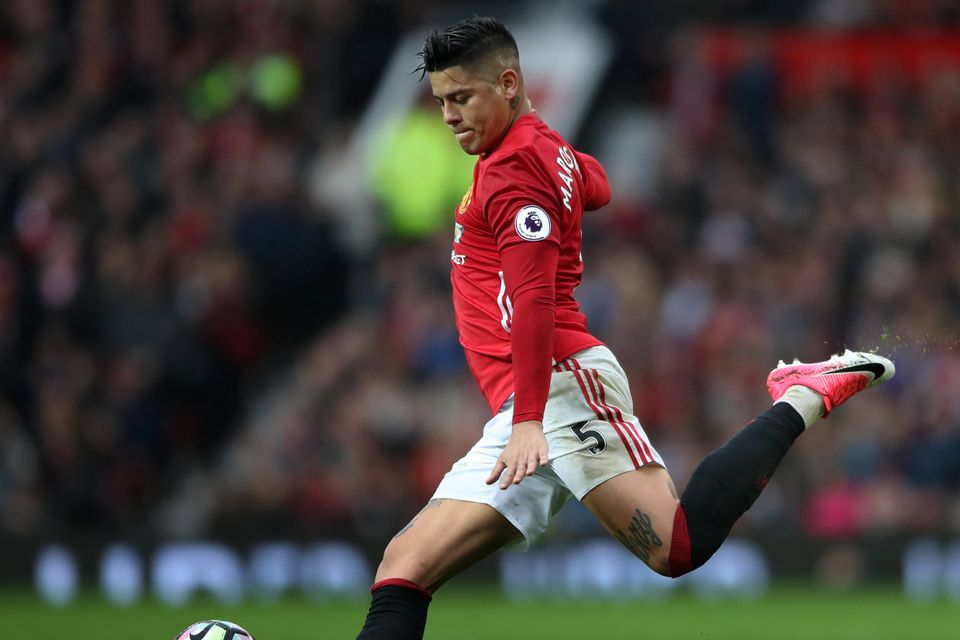 Manchester United's Marcos Rojo trained on Tuesday