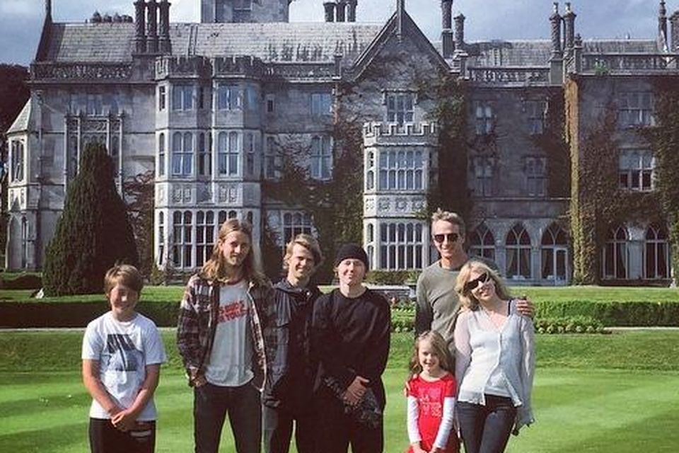 Tony pictured with his brood and his new wife Kathy in Adare Manor
