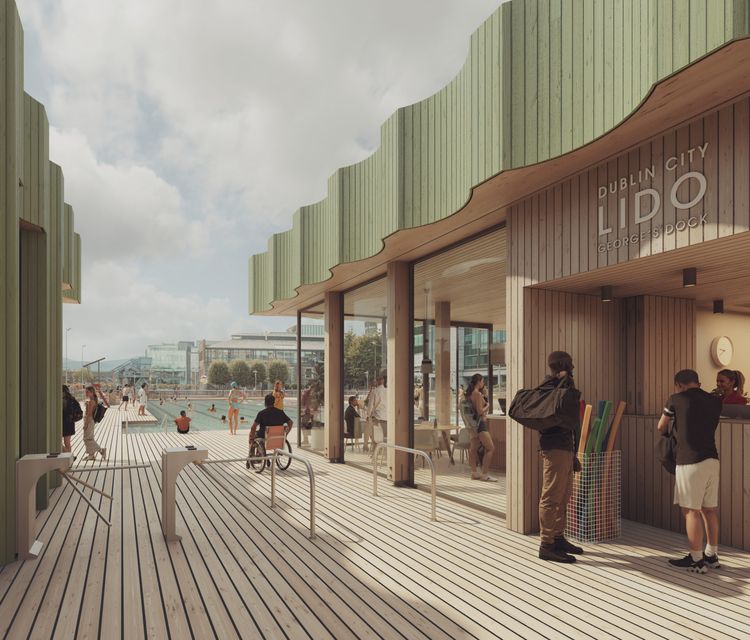 The proposed entrance to the Dublin City Lido at George's Dock. Pic: Studio Octopi