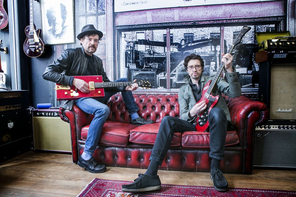 Joe and Steve Wall from The Stunning in Some Neck Guitar Shop in Dublin in 2018. Photo: Kyran O'Brien