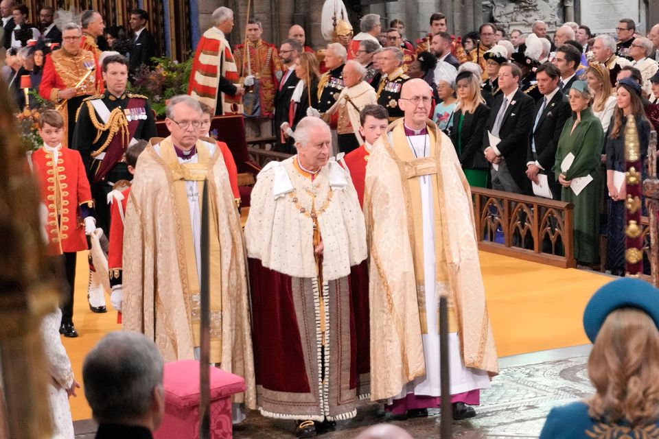 King Charles III arrives for his coronation ceremony in Westminster Abbey, London. Picture date: Saturday May 6, 2023. PA Photo. See PA story ROYAL Coronation. Photo credit should read: Jonathan Brady/PA Wire