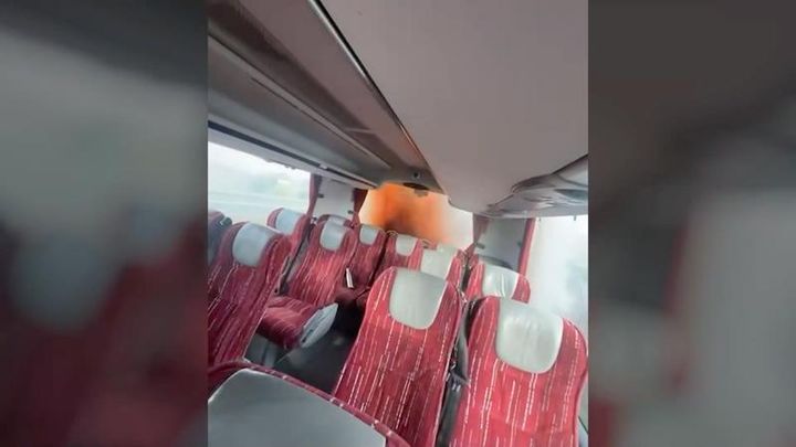 Video shows bus in flames on M17 as schoolchildren escape fire