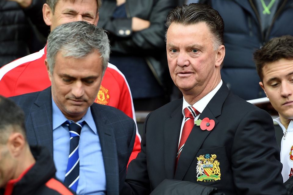 Jose Mourinho, left, and Louis van Gaal, right, are former touchline rivals