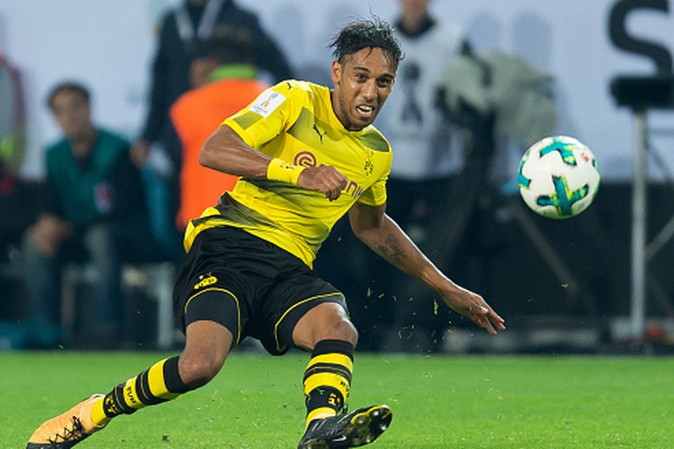 DORTMUND, GERMANY - AUGUST 05: Pierre-Emerick Aubameyang of Dortmund controls the ball during the DFL Supercup 2017 match between Borussia Dortmund and Bayern Muenchen at Signal Iduna Park on August 5, 2017 in Dortmund, Germany. (Photo by TF-Images/TF-Images via Getty Images)