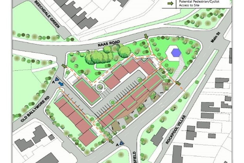 A concept plan for a c. 2.5 acres development site, Main Street, Blessington, Co. Wicklow.