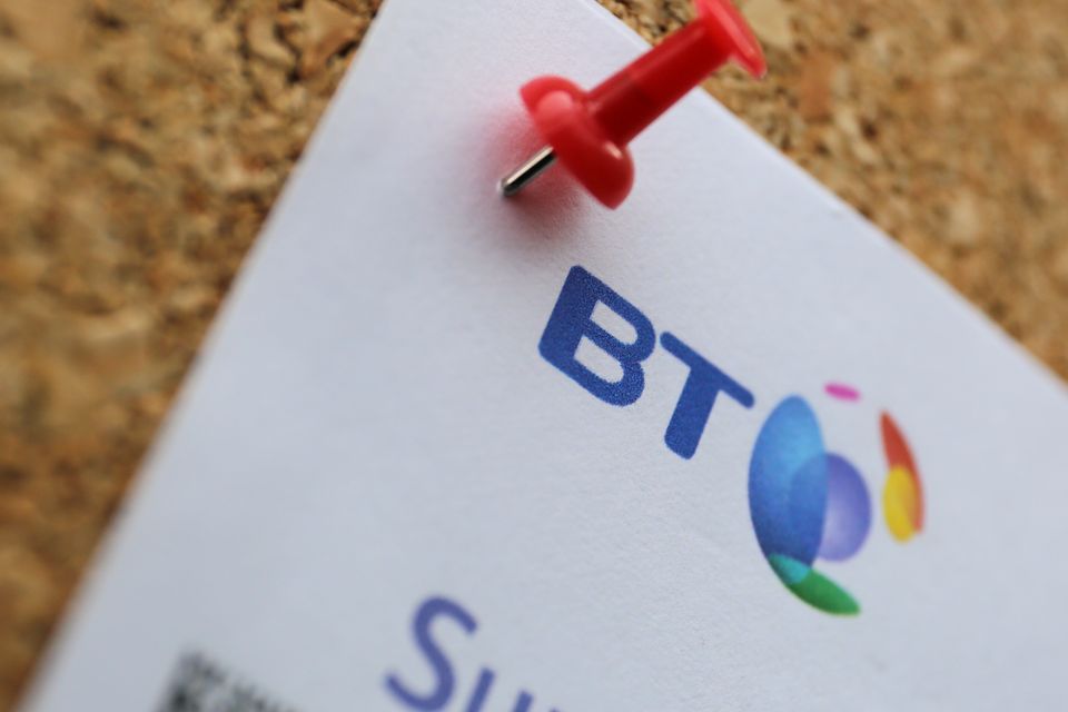 BT was among companies to see shares fall after Labour announced plans to turn broadband into a public service (PA)