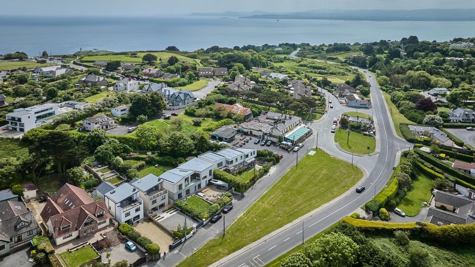 An aerial view of the house