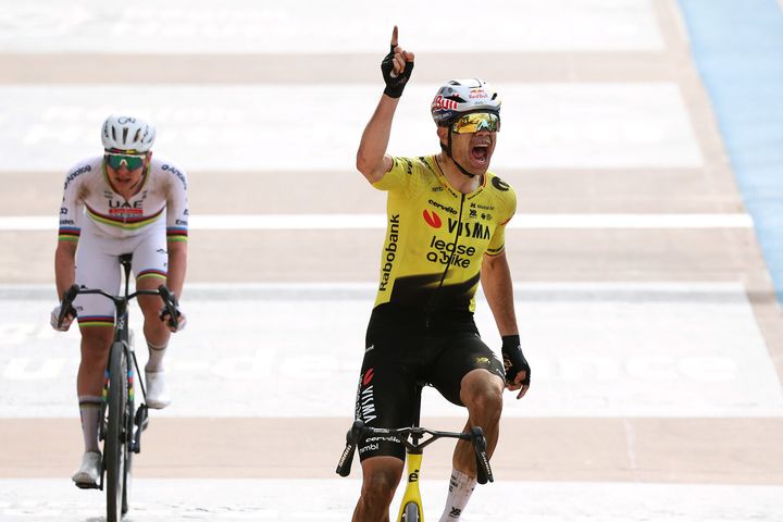 Wout van Aert denies Tadej Pogacar to end long wait for Paris-Roubaix glory after spills and thrills