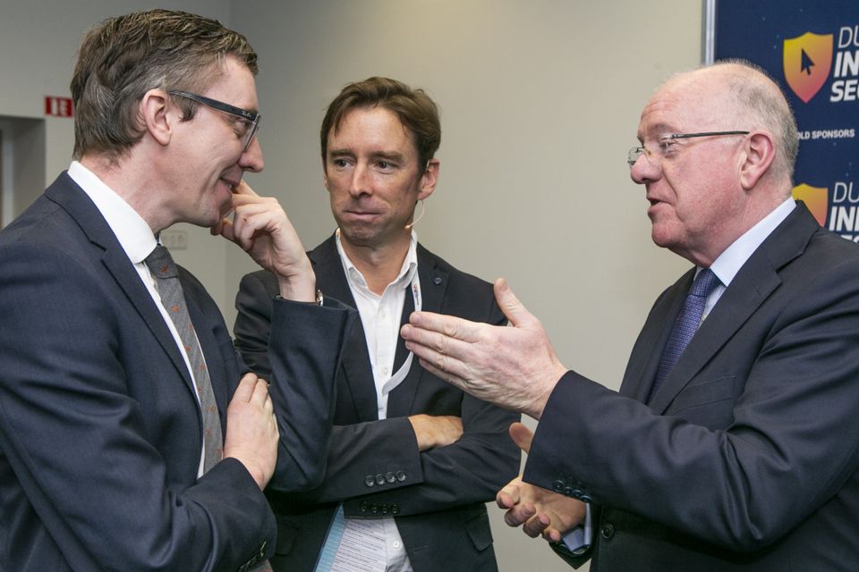 InfoSec: Justice Minister Charlie Flanagan with INM Group Managing Editor Ed McCann and Technology Editor Adrian Weckler