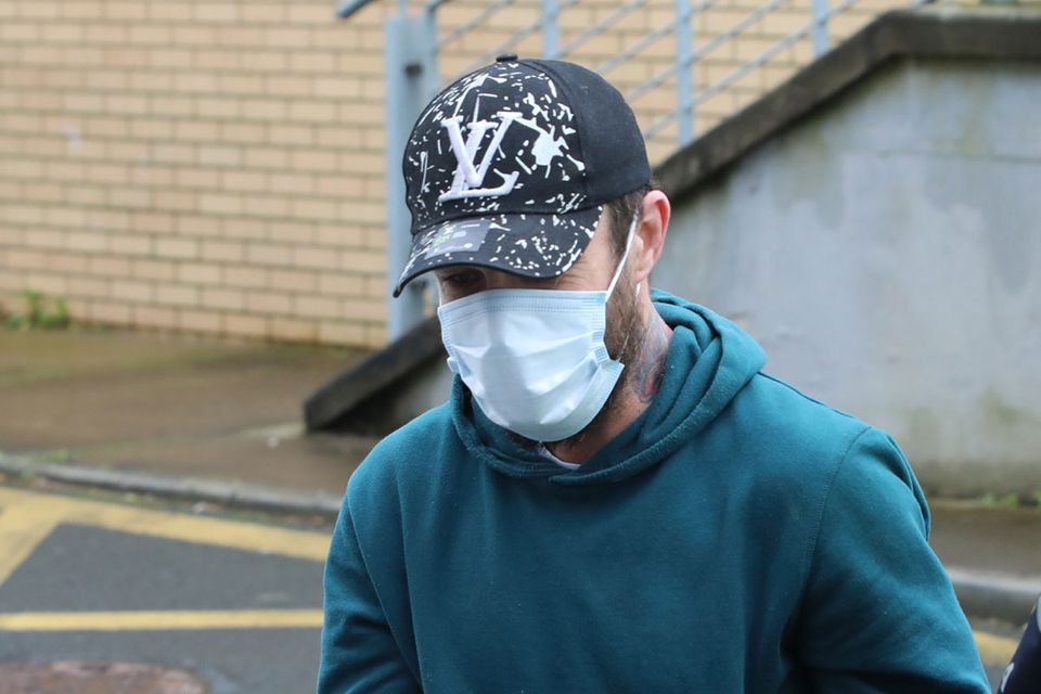 Karl O'Reilly (40) from Granard, Co Longford, arrives in Bray Court to face charges of false imprisonment. Photo: Owen Breslin.