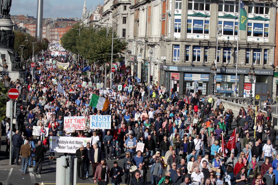 The recent water charge protests in Dublin. Photo: Collins