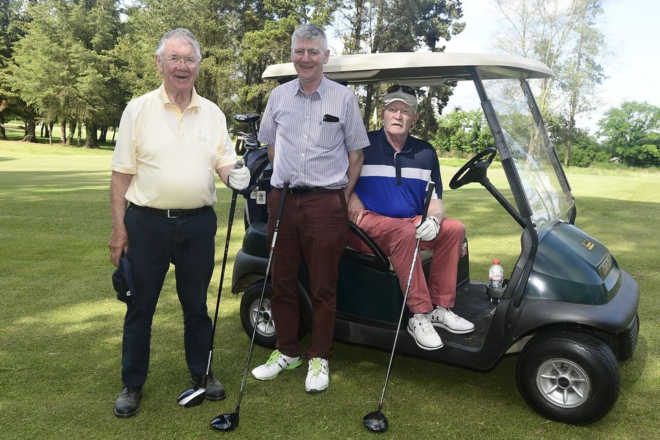 Thomas Garvey,  Bernard O'Sullivan and Jimmy Bambury on the fairways during the Duhallow GAA Golf Classic. Picture John Tarrant