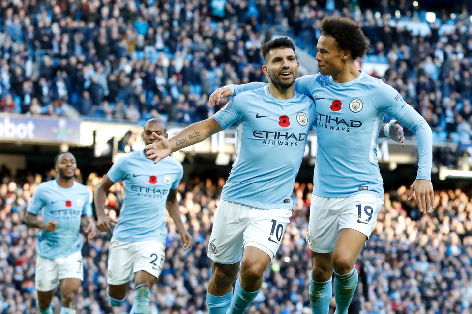 Sergio Aguero was on target yet again for Manchester City against Arsenal